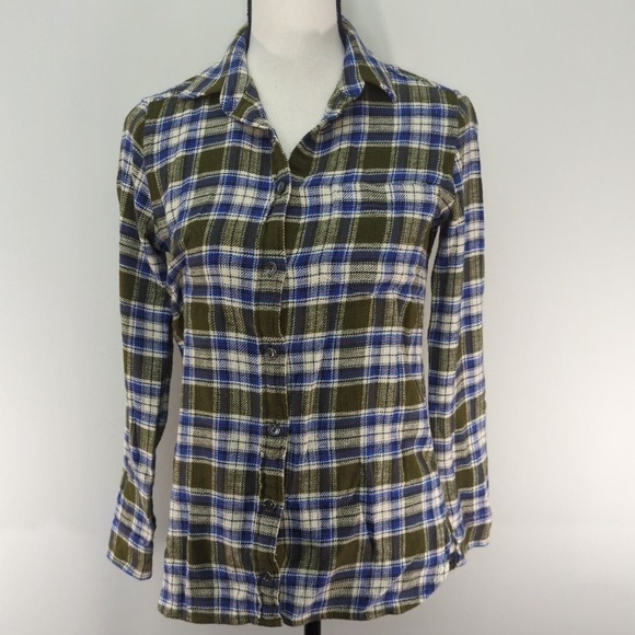 J.Crew Boy Shirt Misty Forest Plaid Shrunken Fit Cotton‎ Button Down Size 0 - Picture 3 of 8